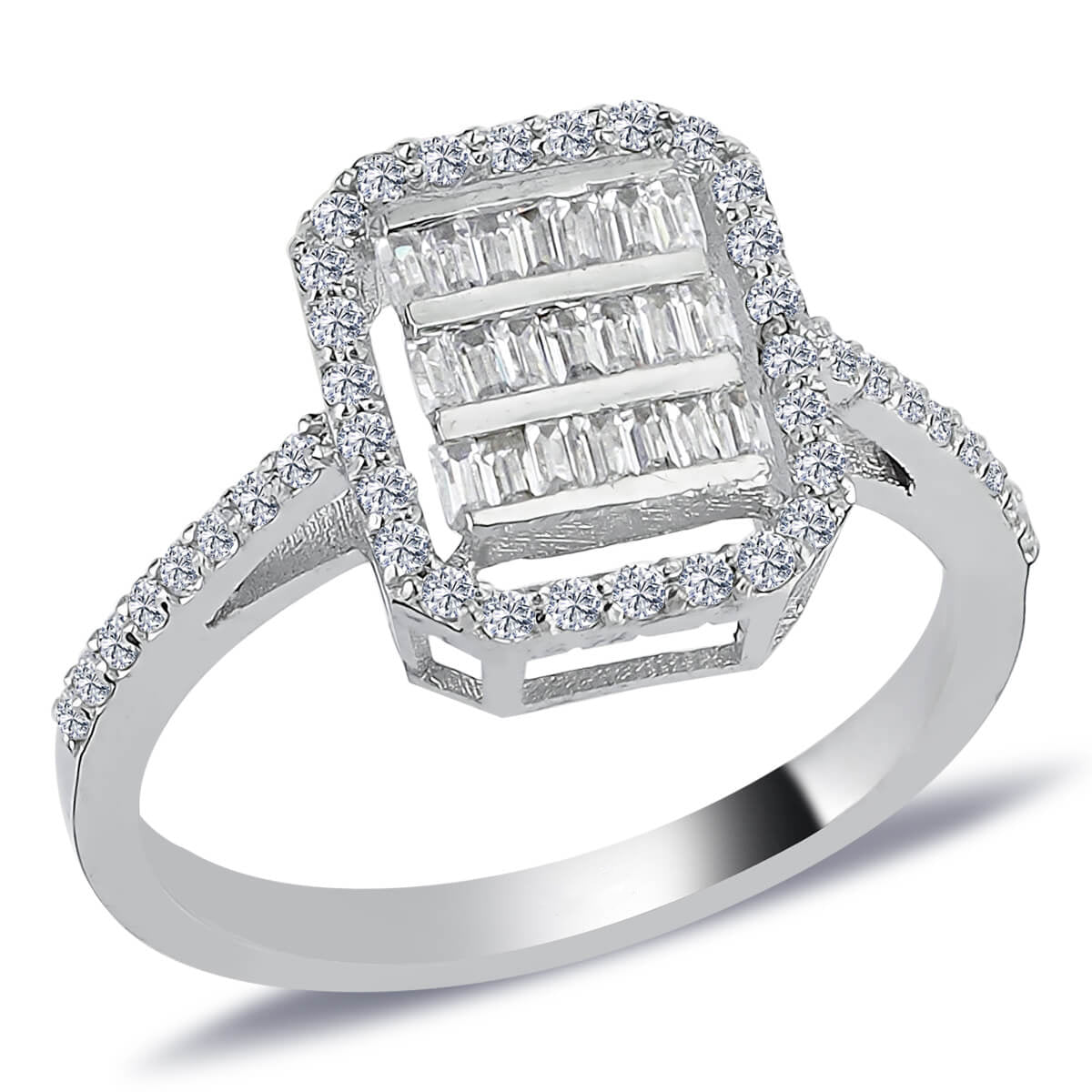 Baguette and Round Diamond Stone Erimena Ring