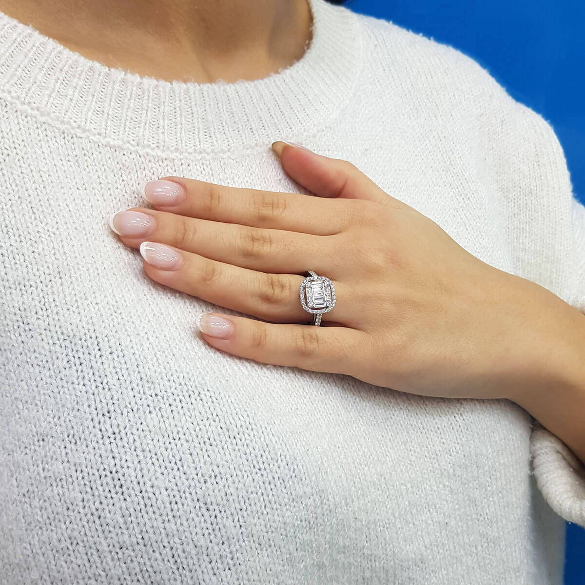 1.17 Carat Baguette and Four-Corner Diamond Ring