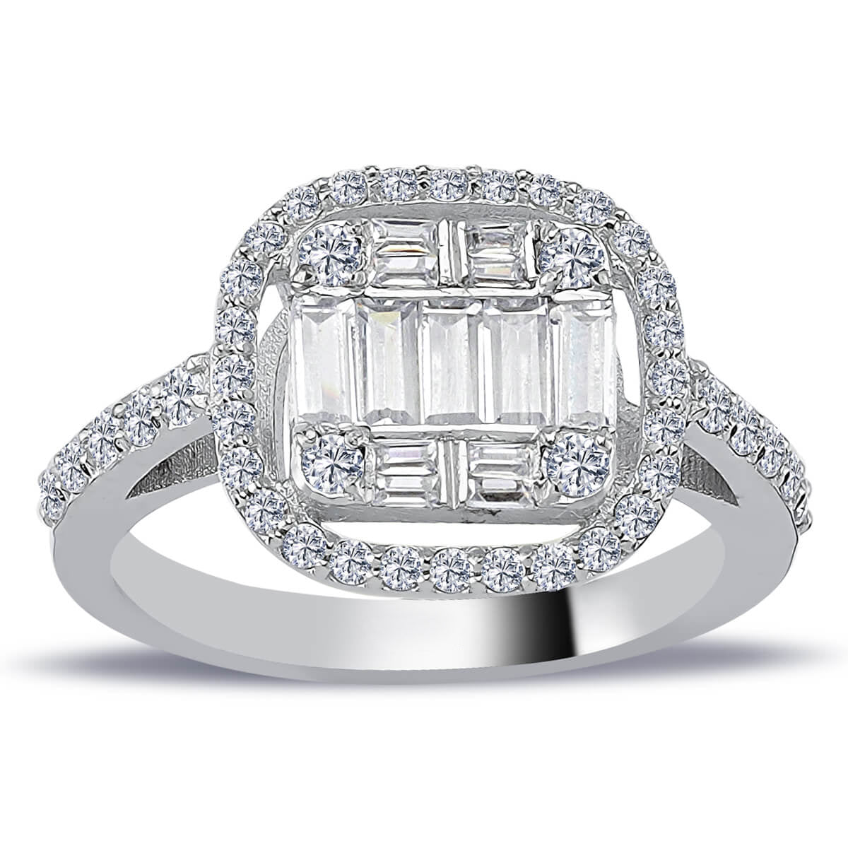 1.17 Carat Baguette and Four-Corner Diamond Ring