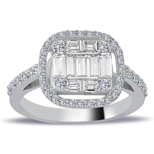 1.17 Carat Baguette and Four-Corner Diamond Ring