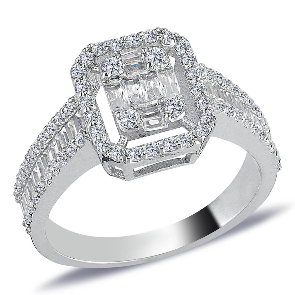 1.14 Carat Baguette and Four-Corner Diamond Ring