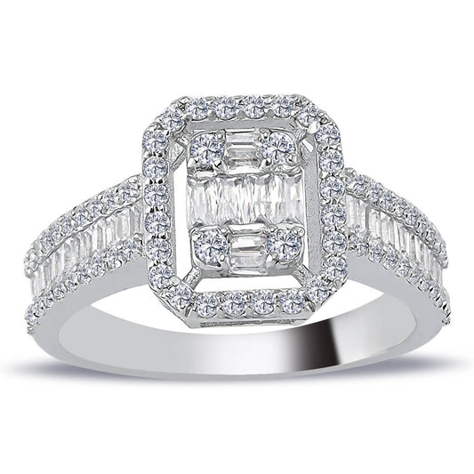 1.14 Carat Baguette and Four-Corner Diamond Ring