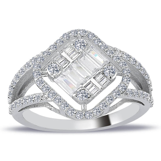 1.13 Carat Baguette and Four-Corner Diamond Ring