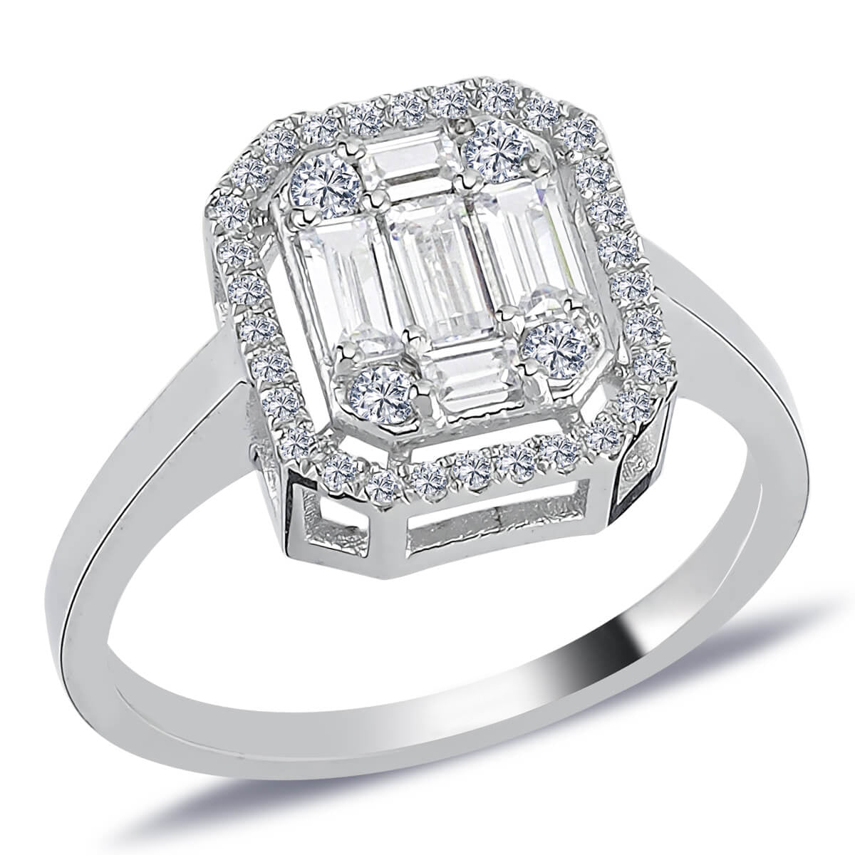 0.65 Carat Baguette and Round Diamond Ring