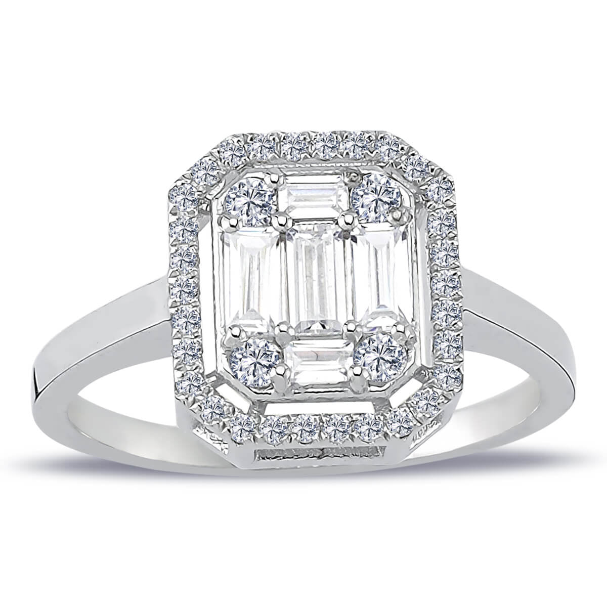 0.65 Carat Baguette and Round Diamond Ring