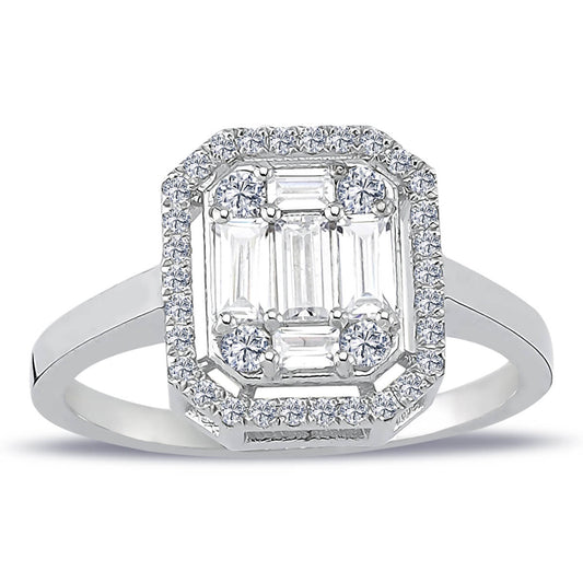 0.65 Carat Baguette and Round Diamond Ring