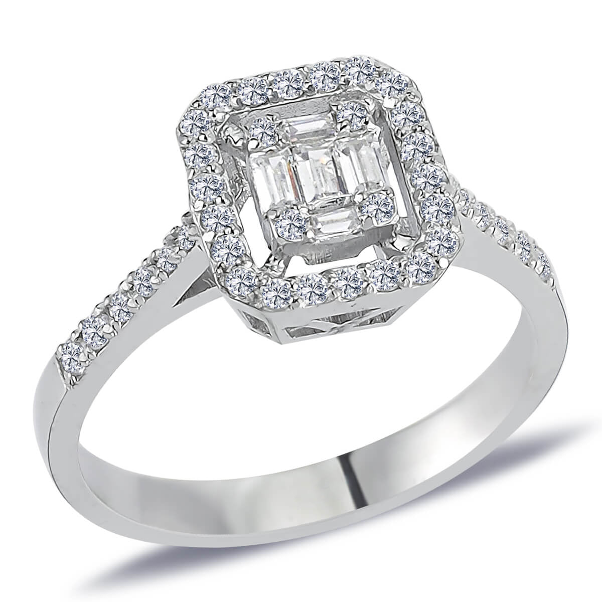 0.43 Carat Baguette & Four-Corner Diamond Ring