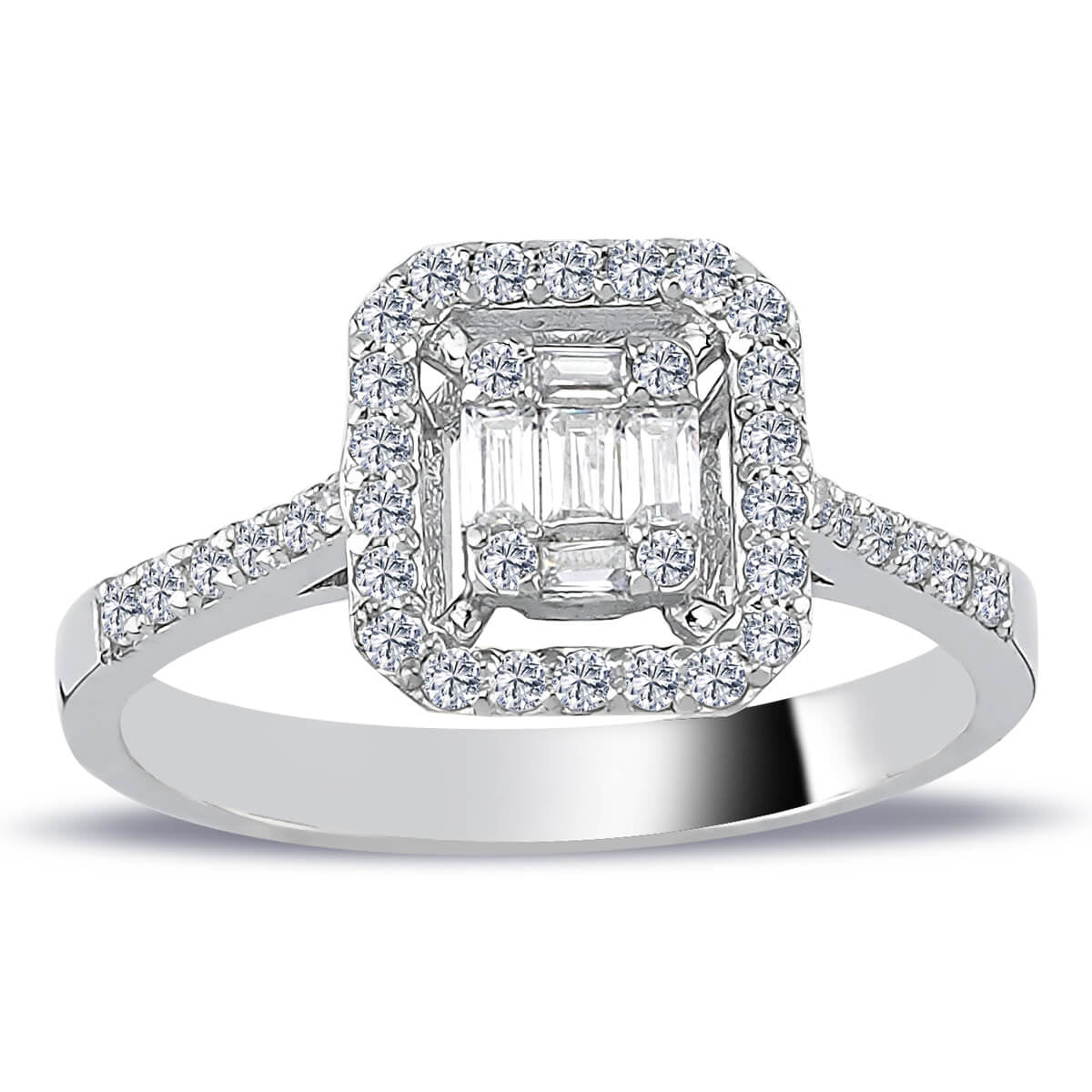 0.43 Carat Baguette & Four-Corner Diamond Ring