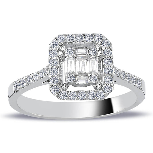0.43 Carat Baguette & Four-Corner Diamond Ring