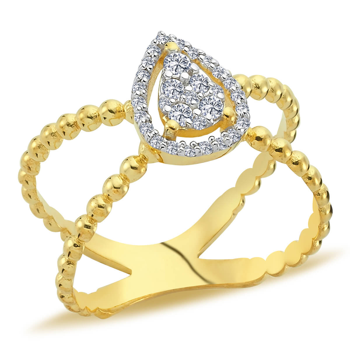 Diamond Cross Tearteardrop Ring