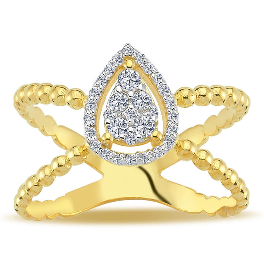 Diamond Cross Tearteardrop Ring