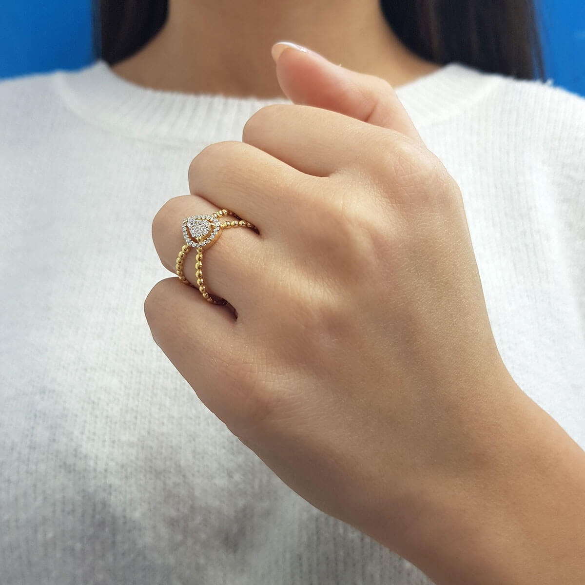 Diamond Cross Tearteardrop Ring