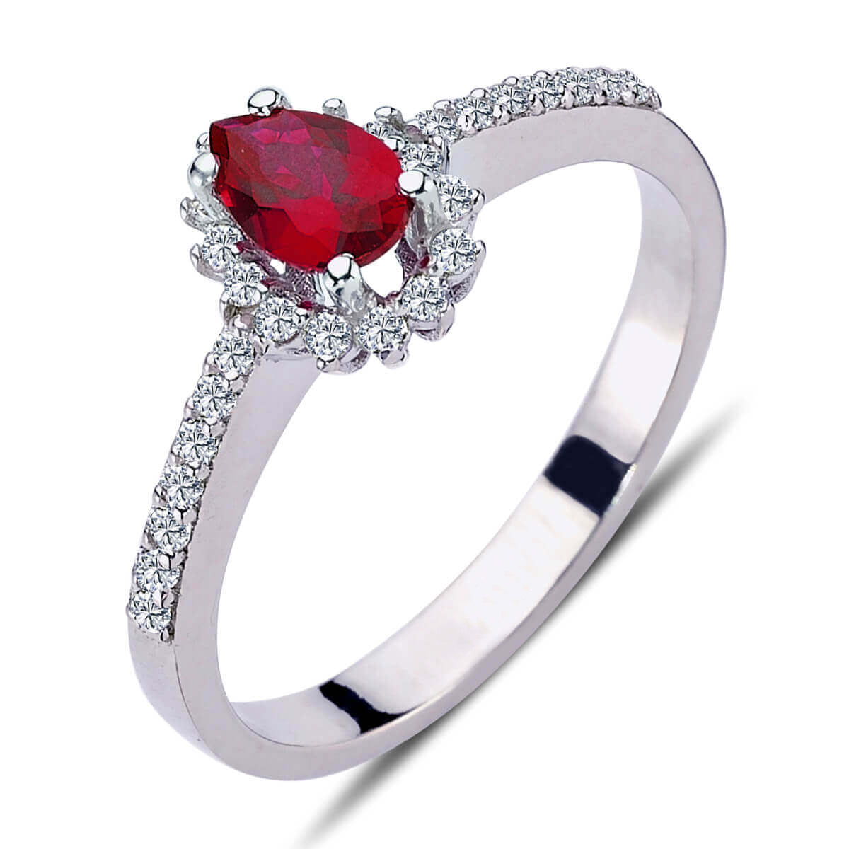 Diamond Teardrop Ruby Entourage Ring