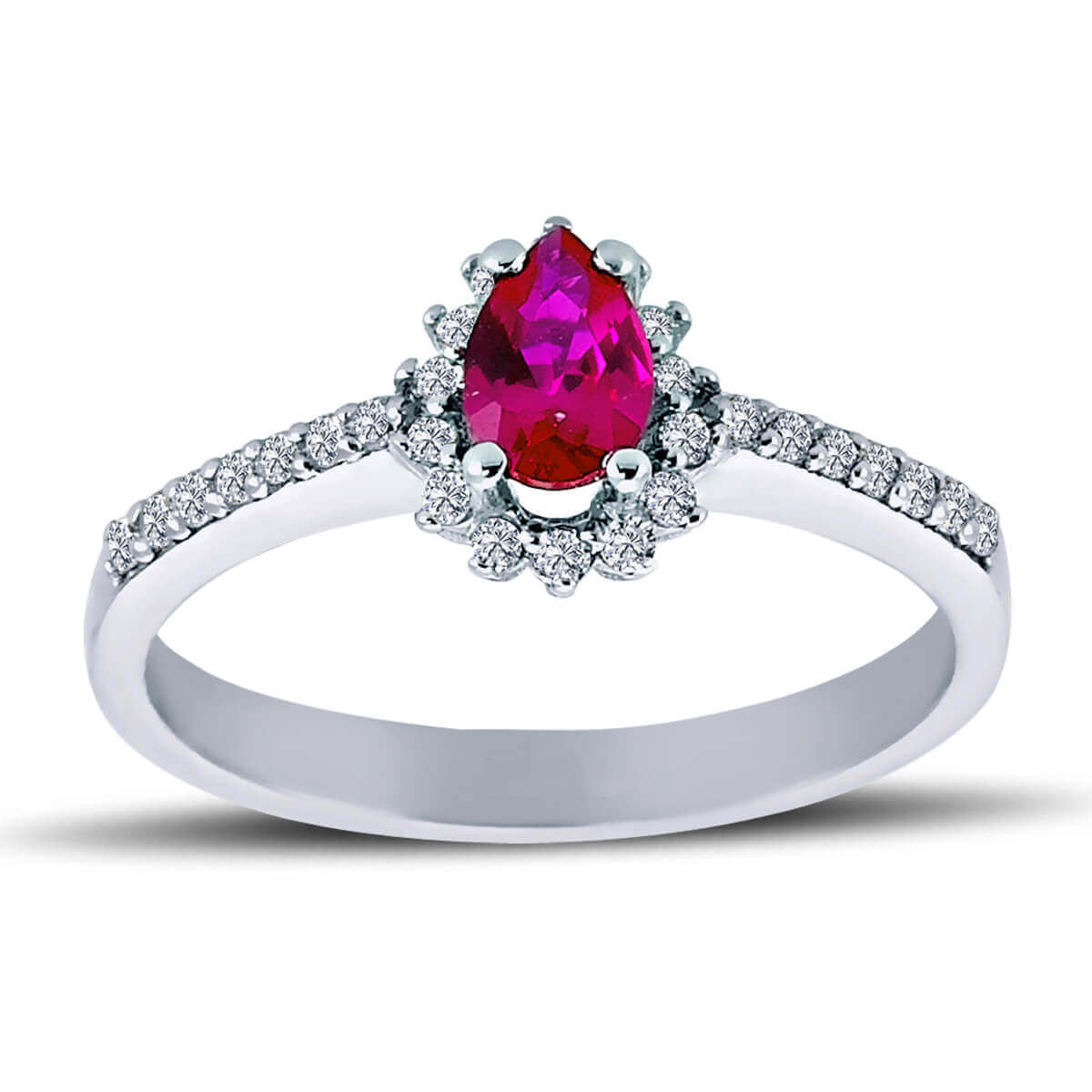 Diamond Teardrop Ruby Entourage Ring