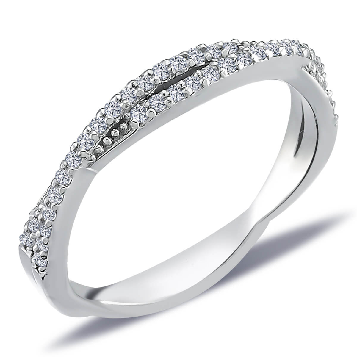 Diamond Twisted Band Ring