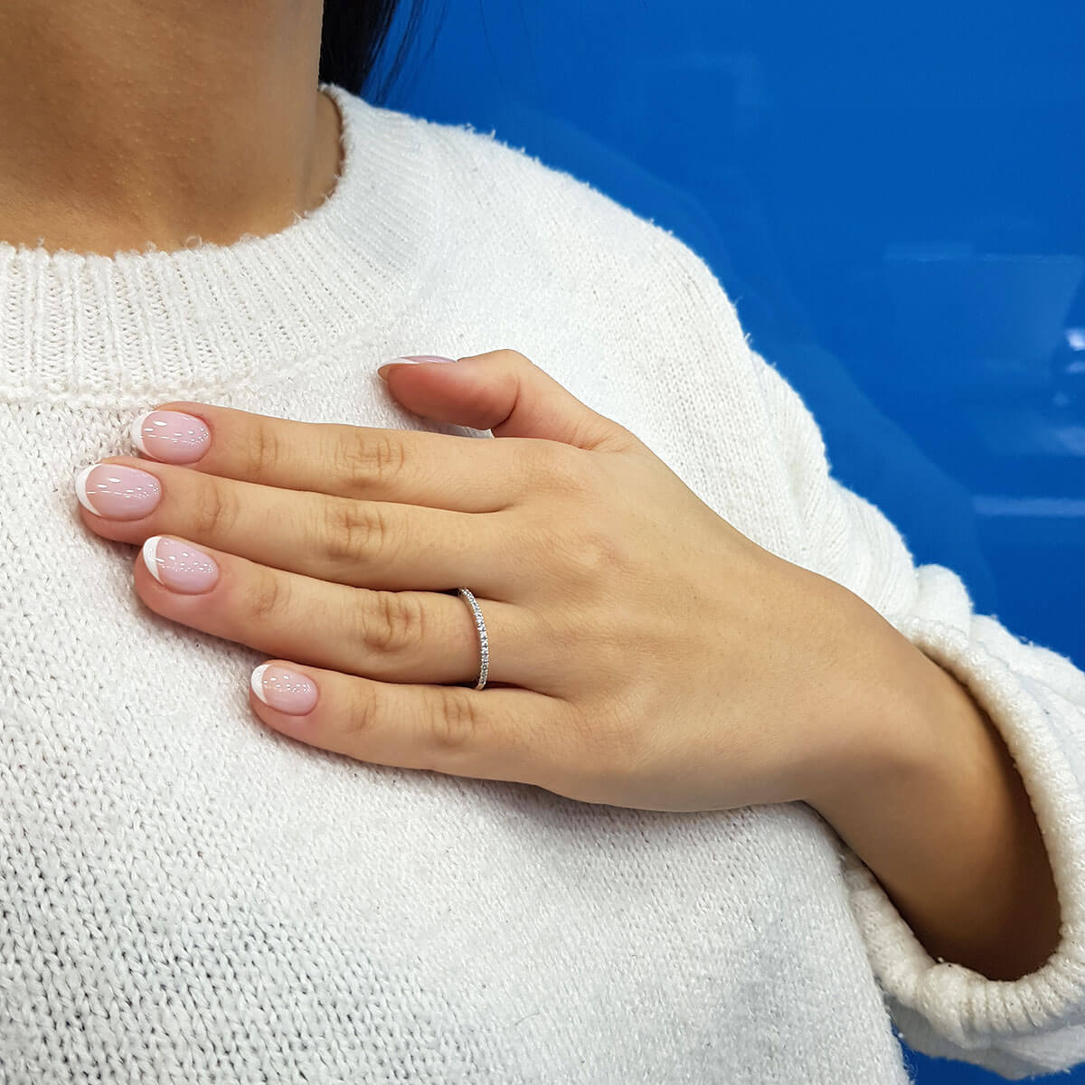 0.11 Carat Diamond Half-Turquoise Ring