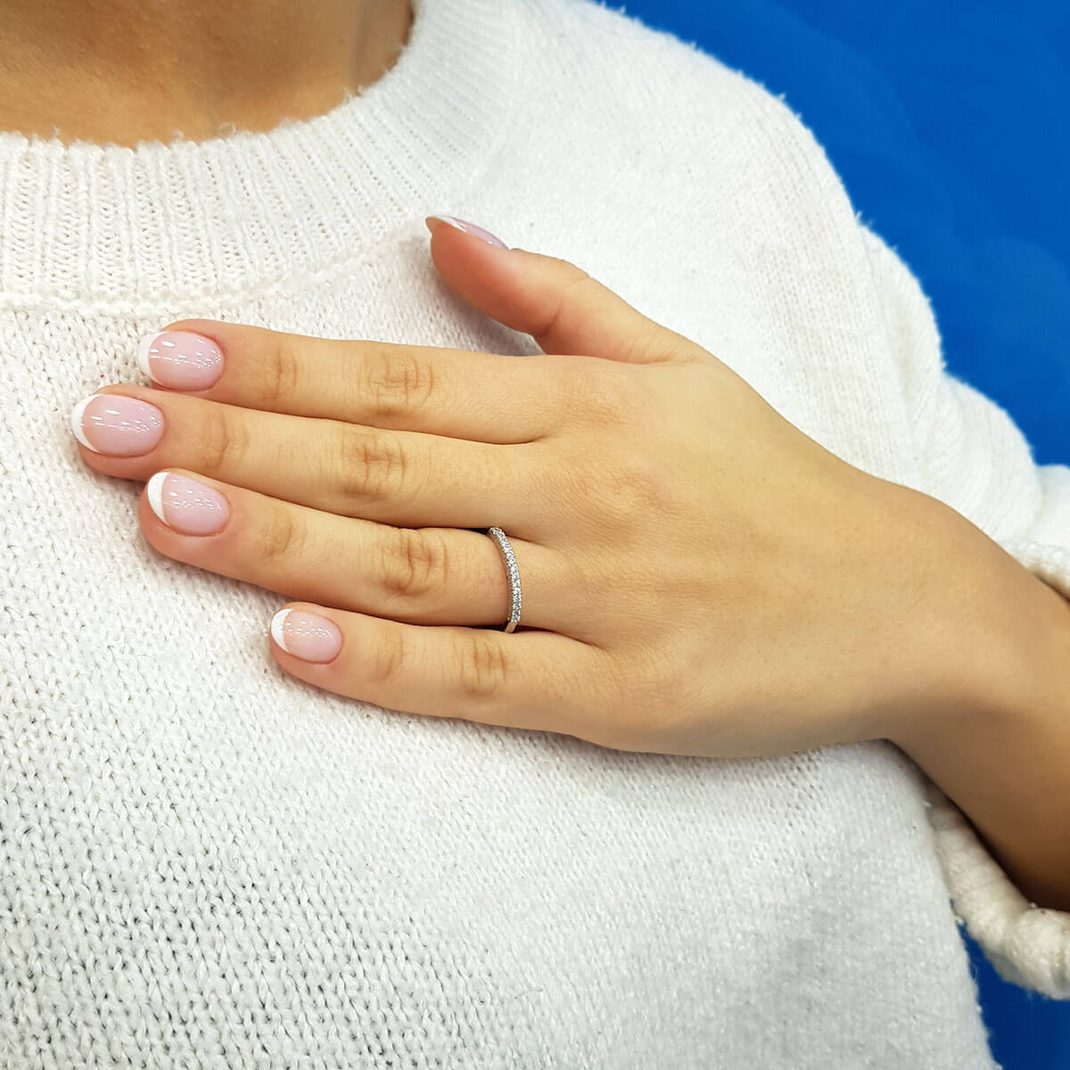 0.15 Carat Diamond Half-Turquoise Ring