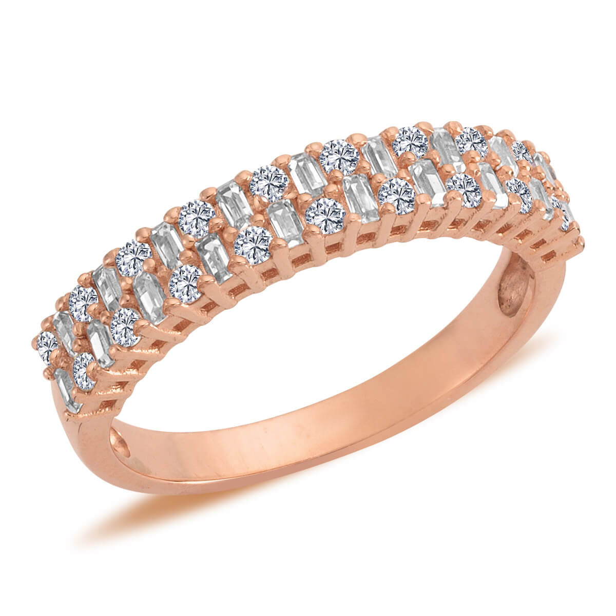 0.64 Carat Baguette and Round Diamond Half Eternity Ring