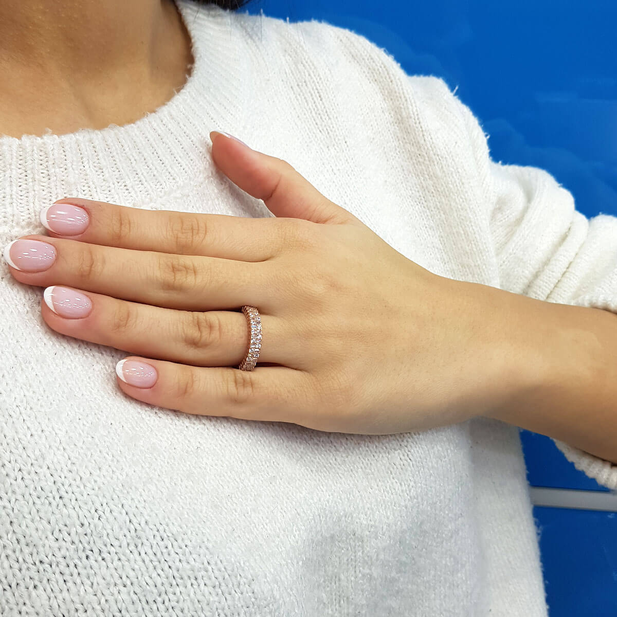 0.64 Carat Baguette and Round Diamond Half Eternity Ring