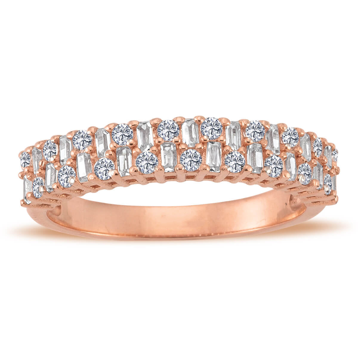 0.64 Carat Baguette and Round Diamond Half Eternity Ring