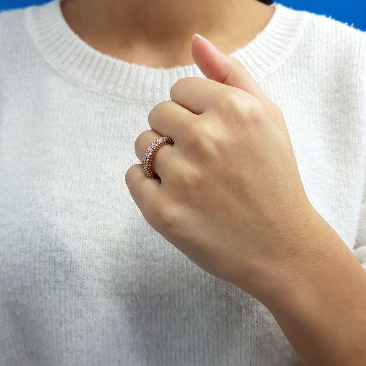 0.64 Carat Baguette and Round Diamond Half Eternity Ring