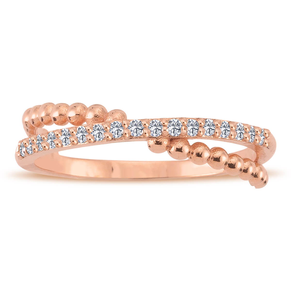 Diamond Half Band Gold Cross Ring