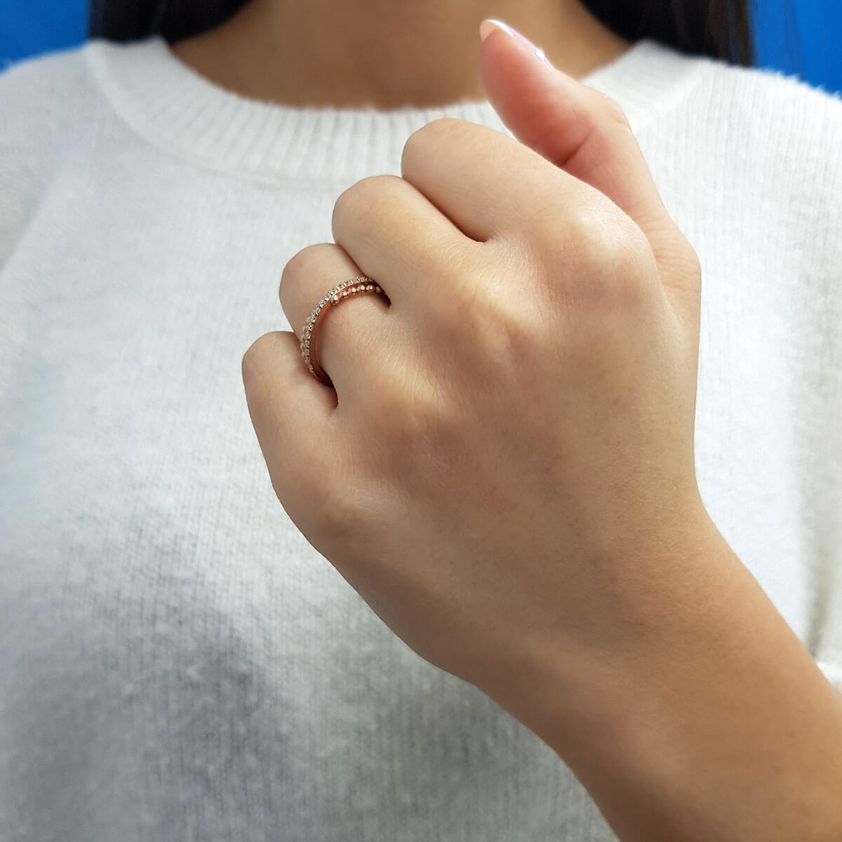 Diamond Half Band Gold Cross Ring