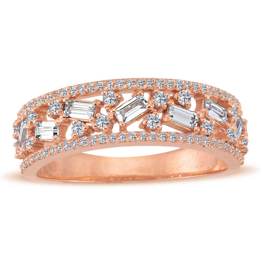 Baguette and Round Diamond Roman Road Ring