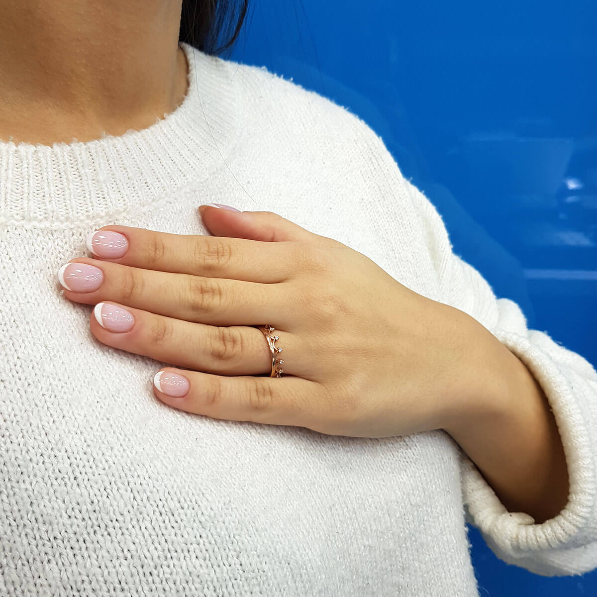 Diamond-Studded Crown Ring