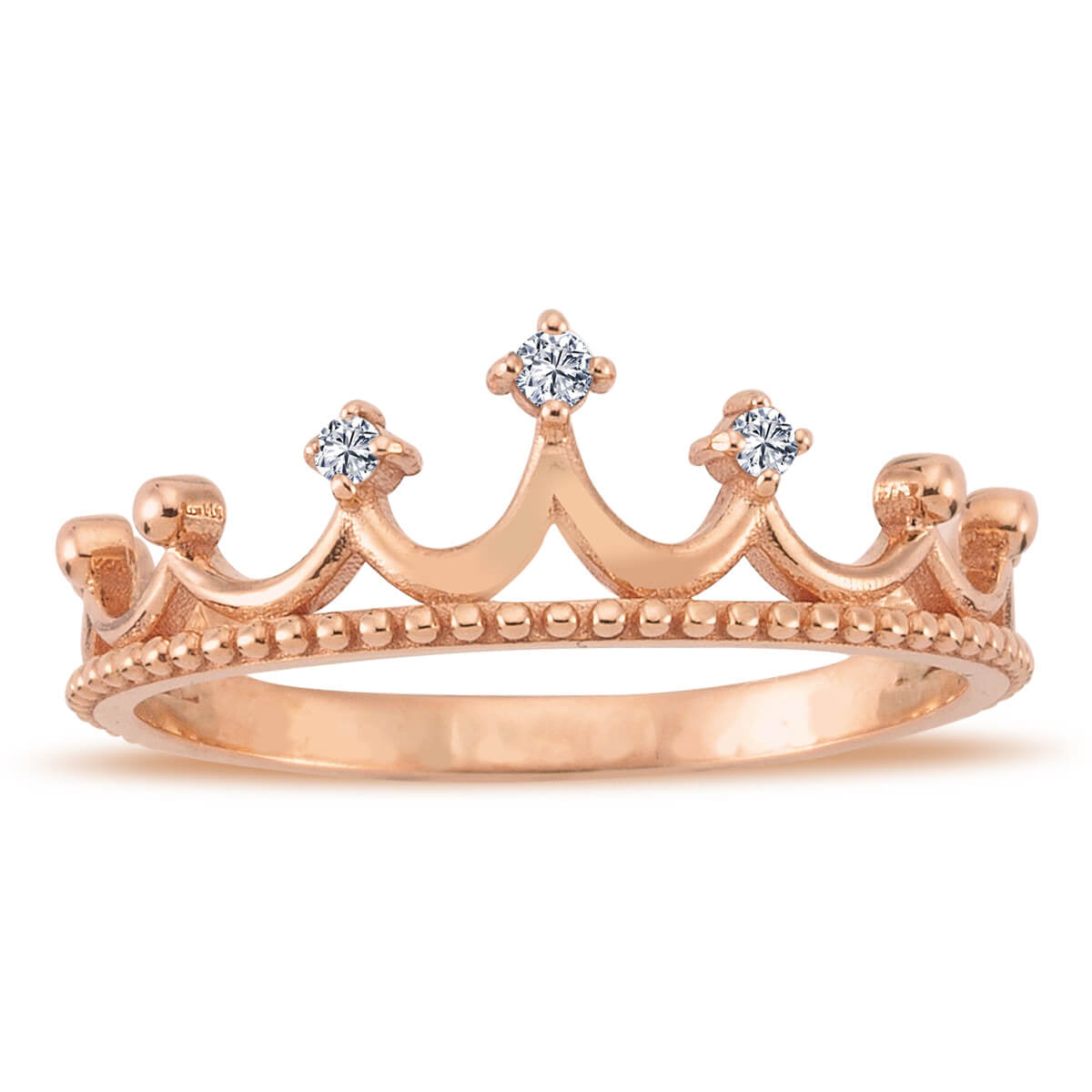 Diamond-Studded Large Crown Ring