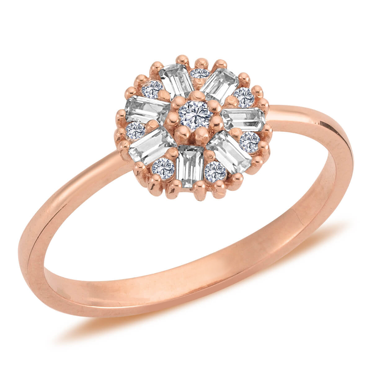 Baguette and Round Diamond Star Dust Ring