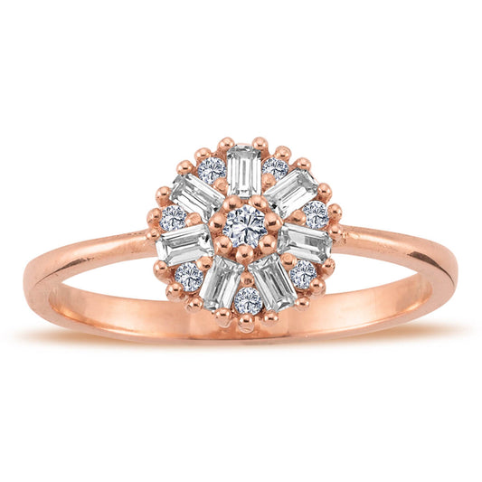 Baguette and Round Diamond Star Dust Ring