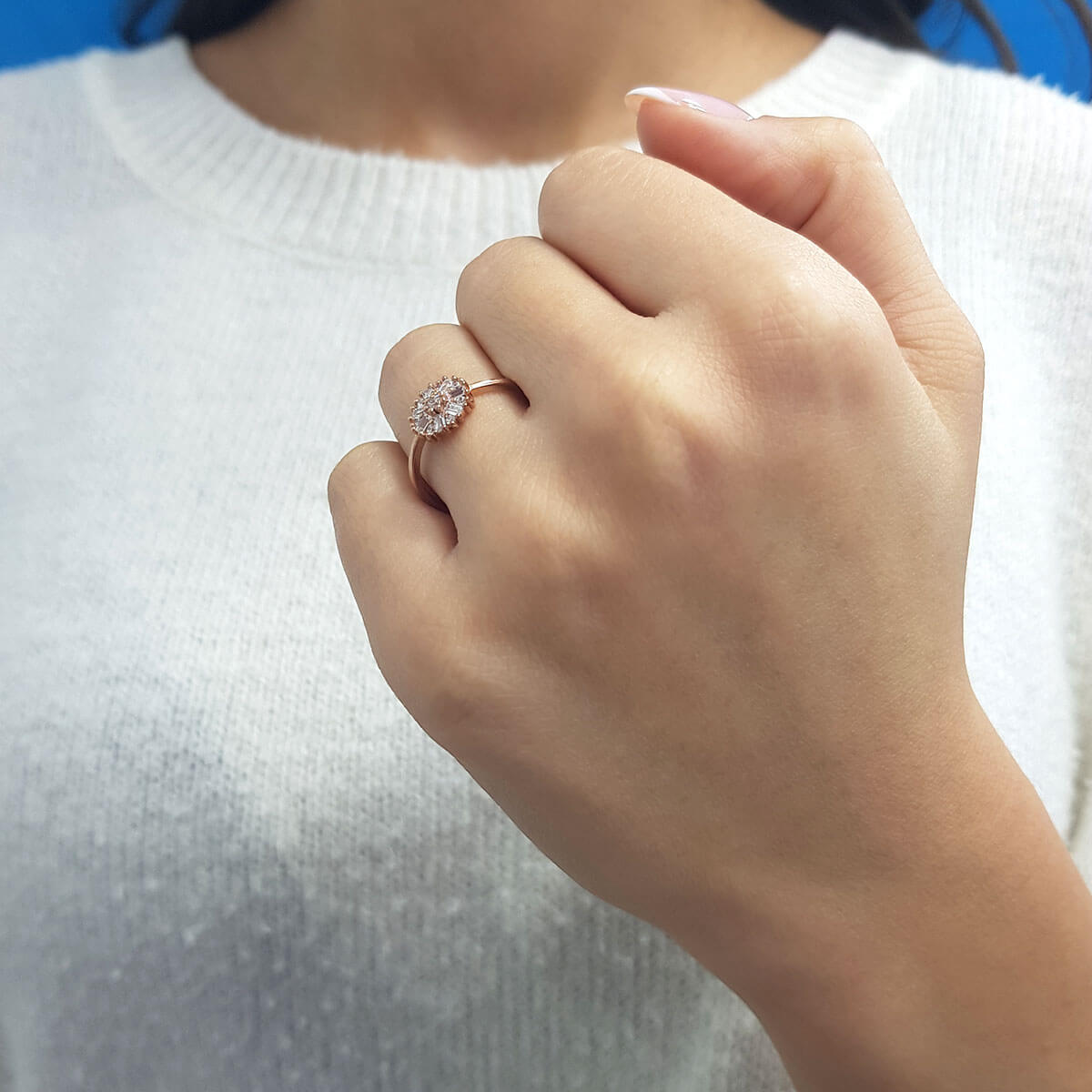 Baguette and Round Diamond Star Dust Ring