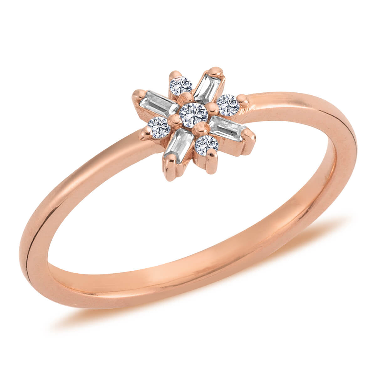 Diamond Starburst Flower Ring