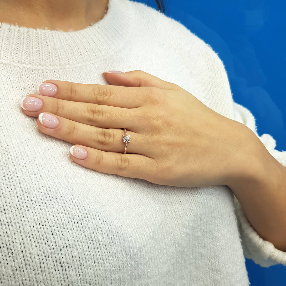 Diamond Starburst Flower Ring