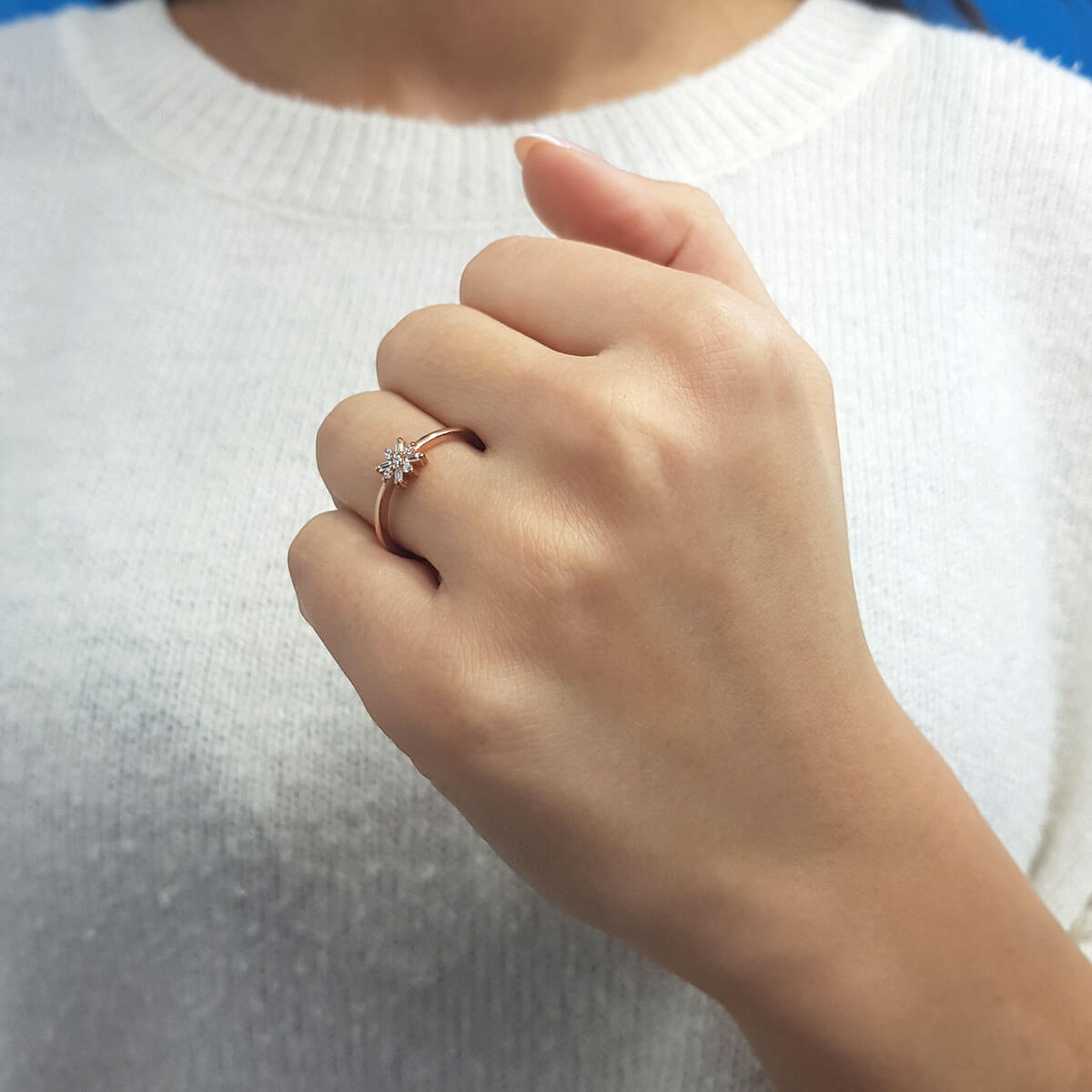 Diamond Starburst Flower Ring