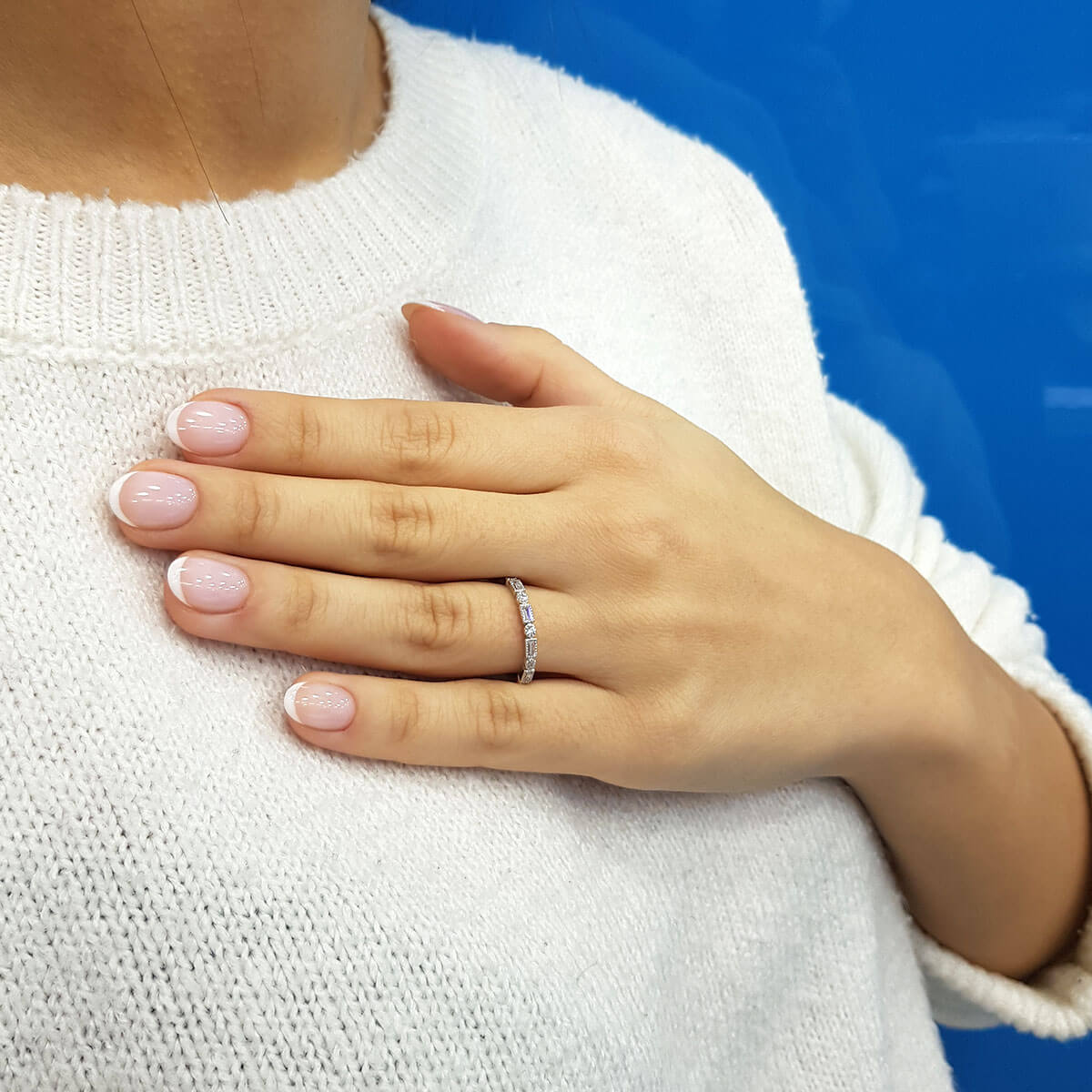 Baguette and Round Diamond Stone Hurri Ring