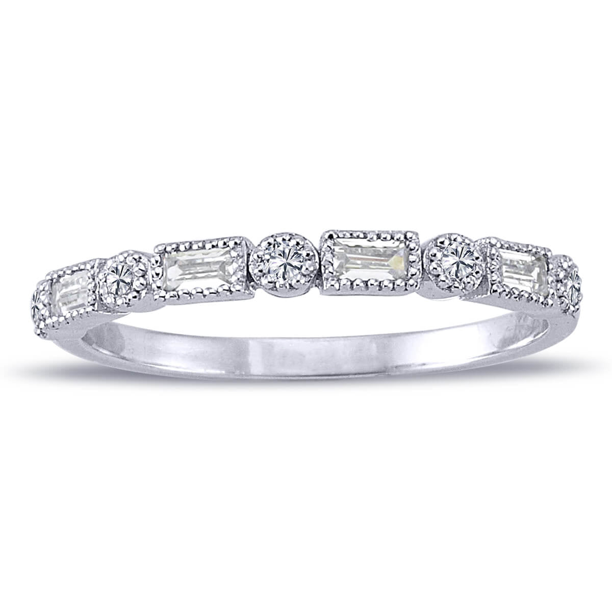 Baguette and Round Diamond Stone Hurri Ring