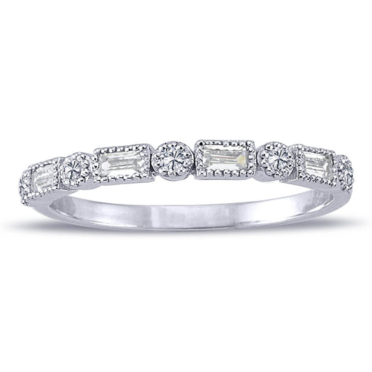 Baguette and Round Diamond Stone Hurri Ring