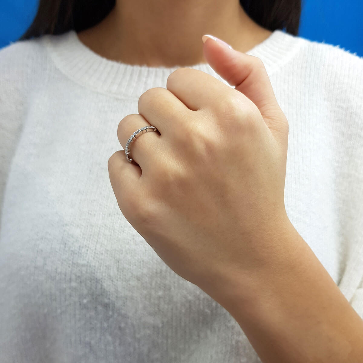 Baguette and Round Diamond Stone Hurri Ring