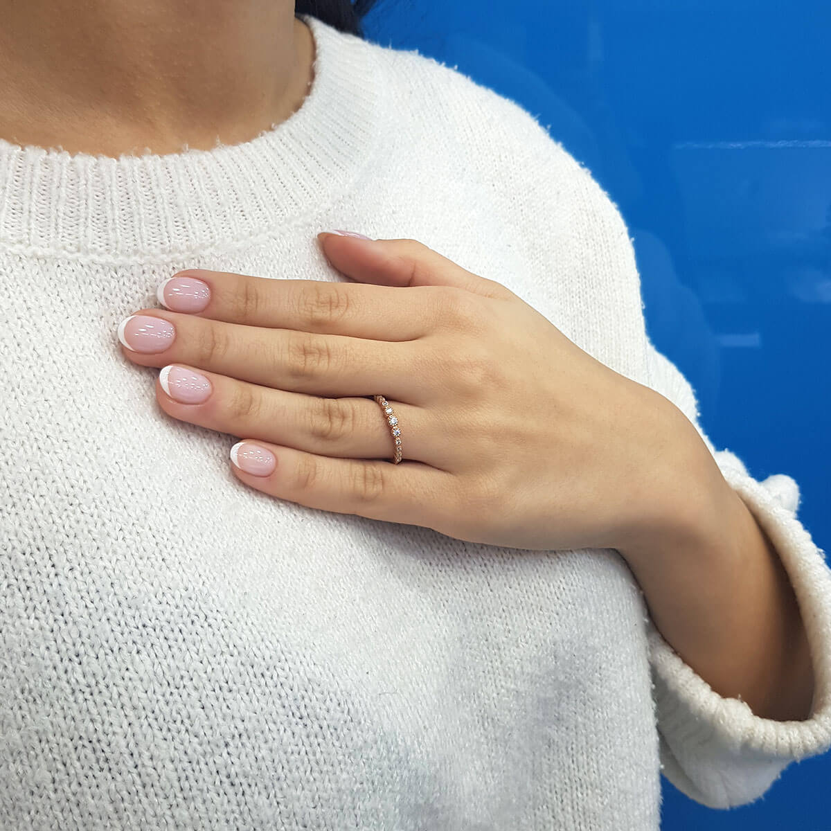 0.16 Carat Diamond Half-Eternity Turquoise Large Auriga Ring
