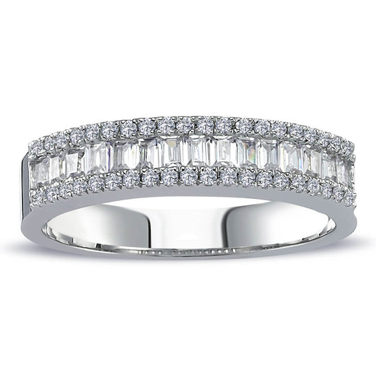 0.60 Carat Baguette and Round Diamond Half Eternity Ring