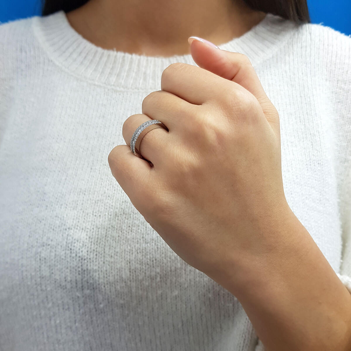 0.60 Carat Baguette and Round Diamond Half Eternity Ring