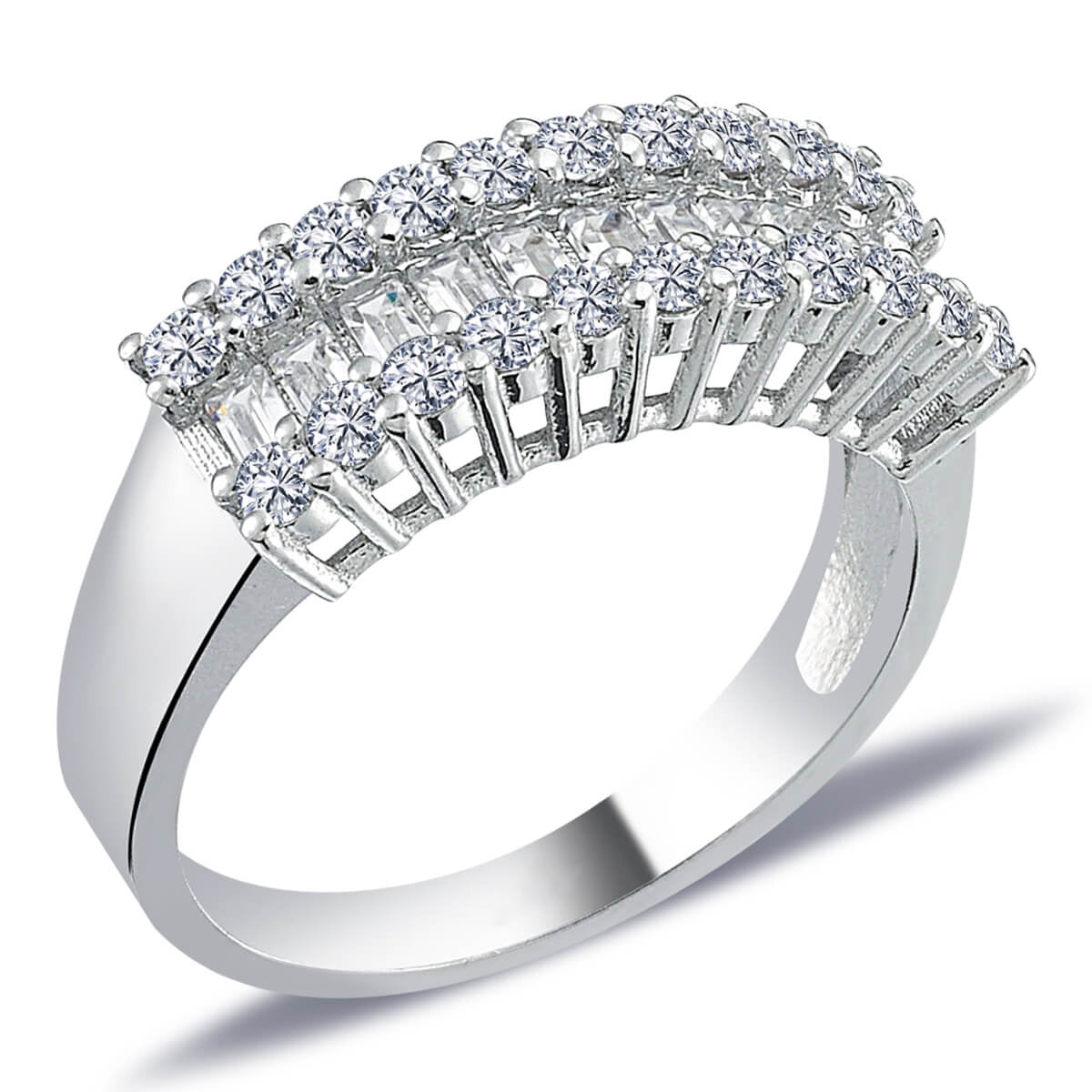 1 Carat Baguette and Round Diamond Half Eternity Ring