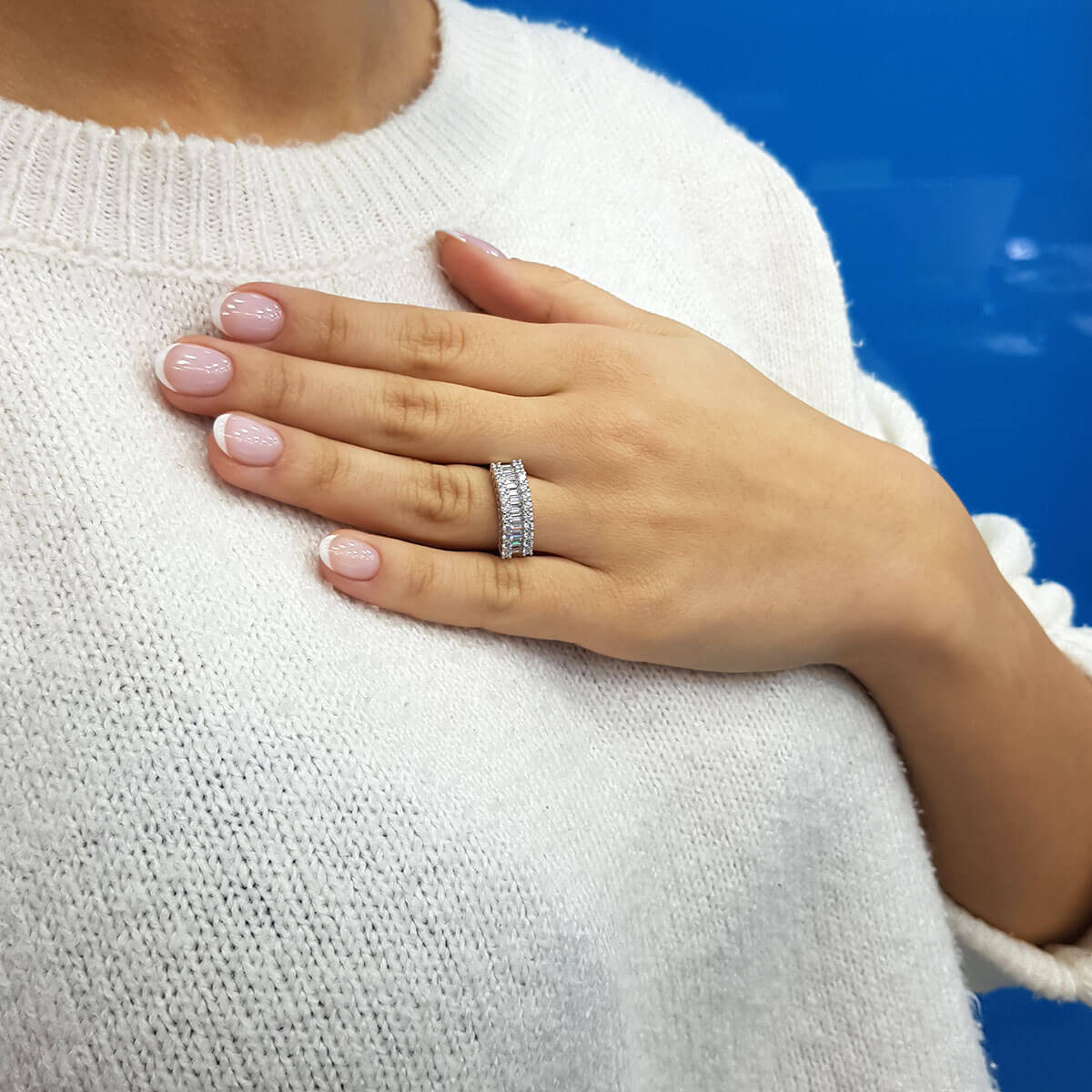 1 Carat Baguette and Round Diamond Half Eternity Ring