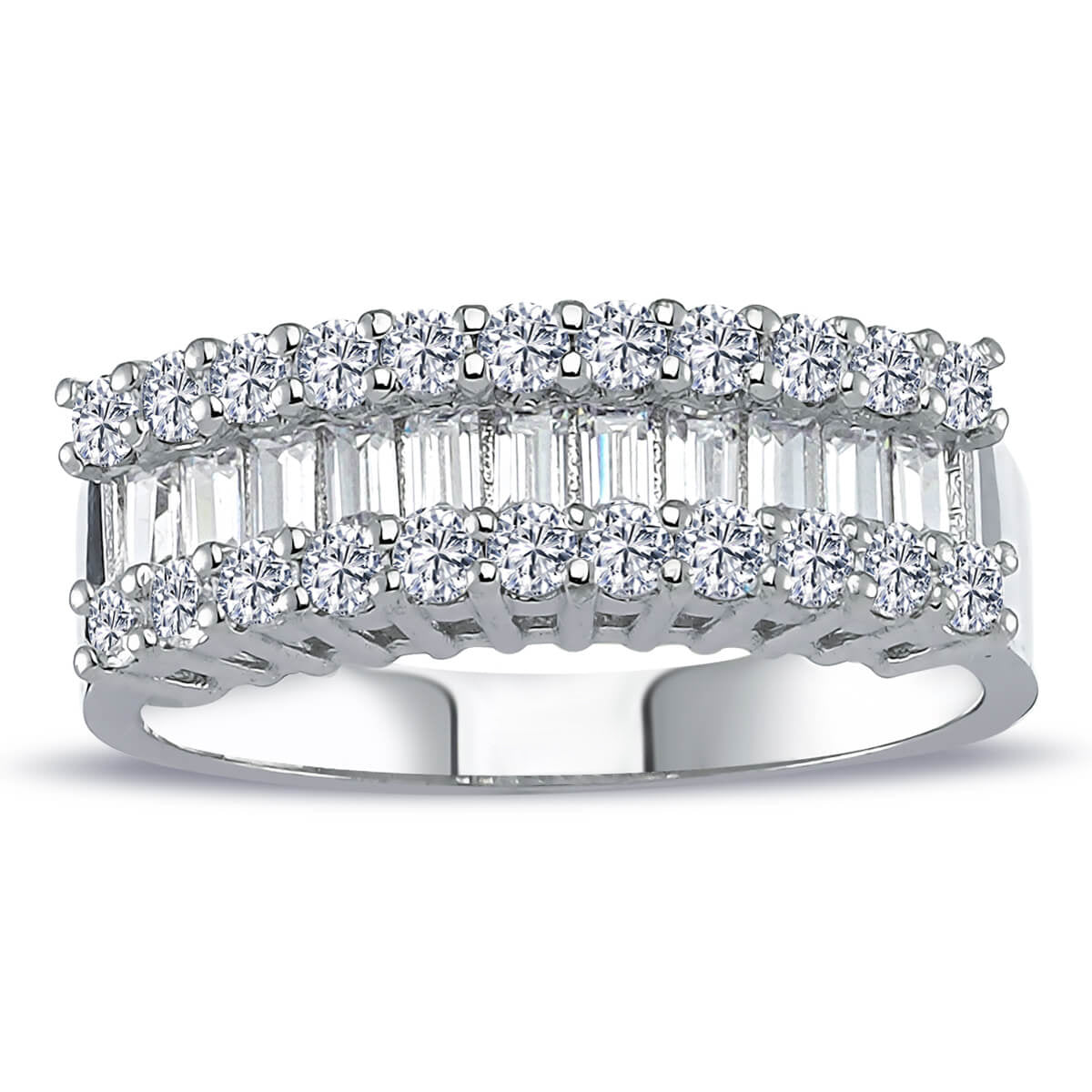 1 Carat Baguette and Round Diamond Half Eternity Ring