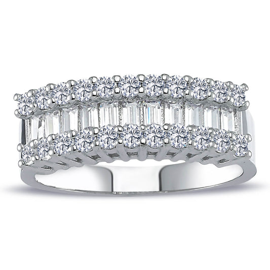 1 Carat Baguette and Round Diamond Half Eternity Ring