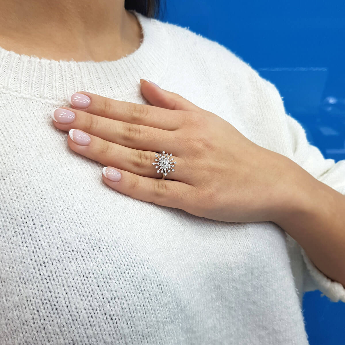 Diamond Large Snowflake Ring