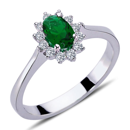 Oval Emerald Entourage Ring with Diamonds