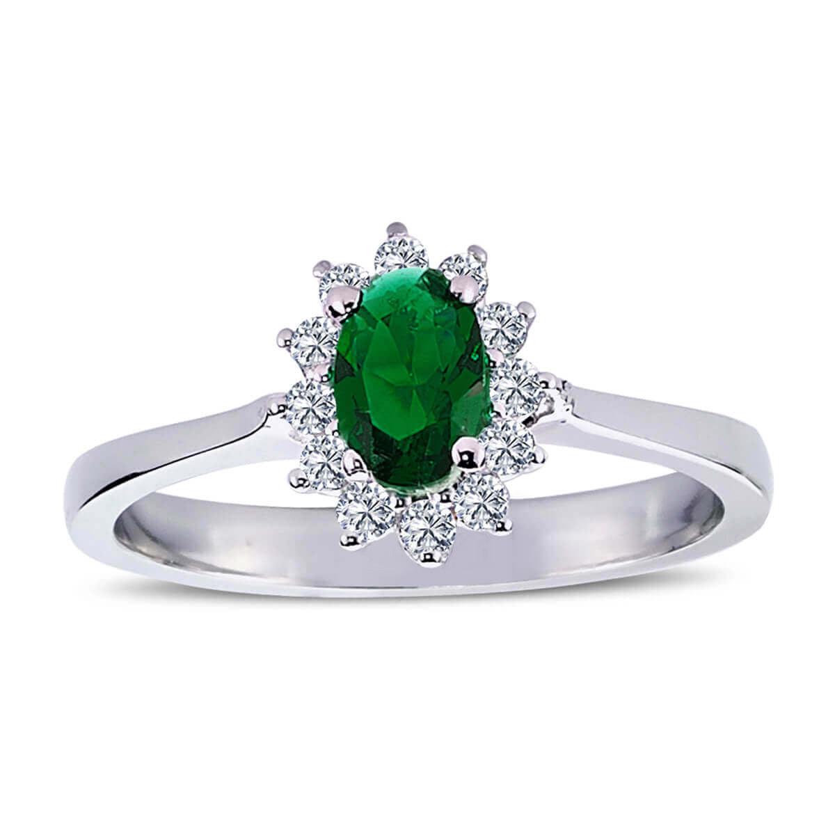 Oval Emerald Entourage Ring with Diamonds